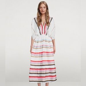 LemLem Bandira Plunge Neck Dress In Striped Print